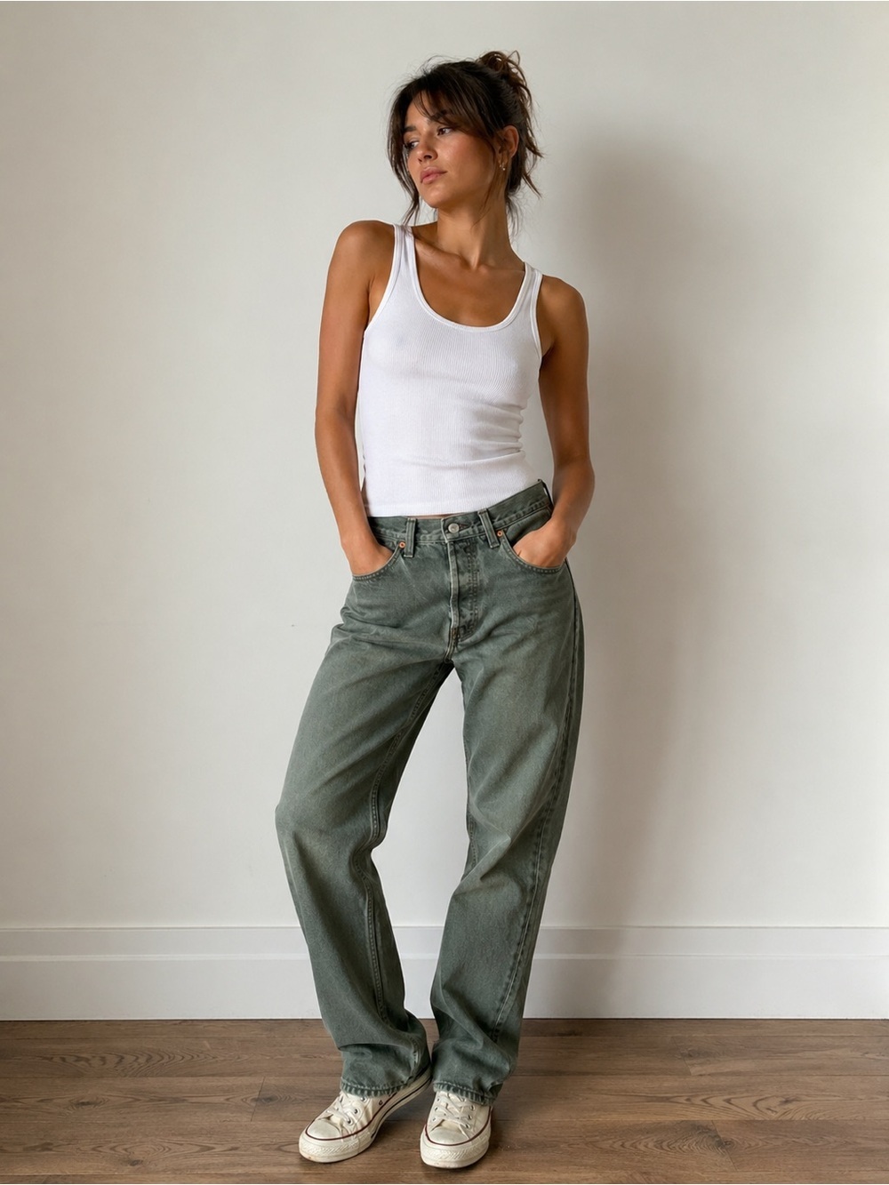 Olive Green levi 501 Straight Leg Jeans 31 x 30